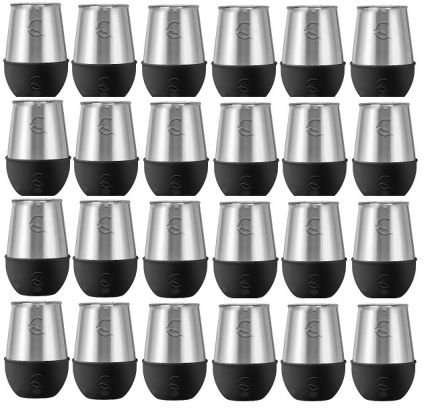 24 PACK - 12OZ STAINLESS STEEL WINE W/ SILICONE SLEEVE